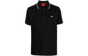 Хлопковая поло с логотипом HUGO BOSS, черный
