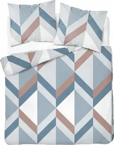 Постельное белье, фланелевое, теплое, зимнее 160х200 5630б Синее, геометрический рисунок Detexpol