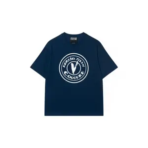 Футболка с принтом логотипа VERSACE JEANS COUTURE, темно-синий