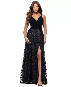 Женское цветочное платье с сетчатой юбкой XSCAPE, черный