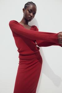 Футболка из трикотажа в рубчик H&M, красный