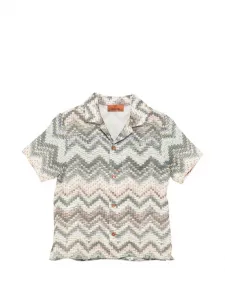 Рубашка с узором и короткими рукавами Missoni Kids, бежевый
