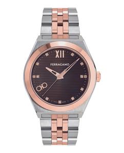 Часы Vega New Diamond Salvatore Ferragamo, цвет two tone/two tone/brown