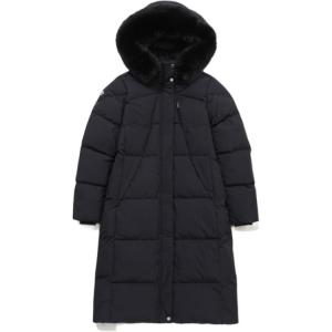 Пуховая куртка женская с капюшоном, средней высоты Descente, черный