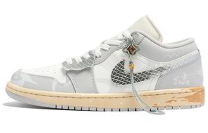Jordan Air 1 Good Fortune And Prosperity устойчивые к истиранию низкие винтажные баскетбольные кроссовки Women's Gray White