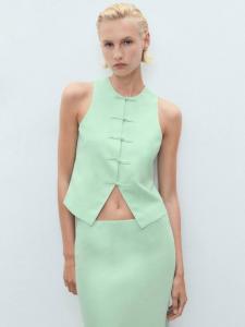 Жилет Laguna из льняной смеси Mango, Green