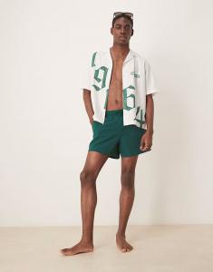 Купальники Abercrombie & Fitch, шорты из сирсакера, 5 дюймов, зеленого цвета