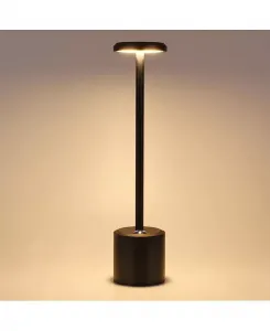 Настольная лампа, беспроводная настольная лампа, портативная светодиодная настольная лампа, ночник на батарейках 5000 мА·ч для тумбочки, кремовый, плавное затемнение для ресторана, бара, кемпинга, кафе, уличный светильник, 1 упаковка Gaomon, black