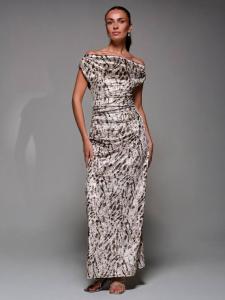 Платье из струящегося бархата Jolie Moi, Neutral