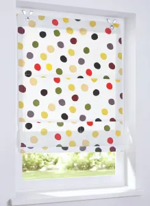 Рулонная штора Dots с люверсами, детский дизайн, с разноцветными точками, из 100% хлопка, непрозрачная и светофильтрующая, размер 80 х 120 см Kutti