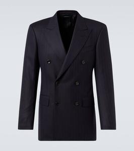 Пиджак из шерсти дабл-брэстед в полоску Tom Ford, Navy