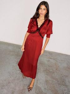 Майское платье с кружевной отделкой Never Fully Dressed, красный