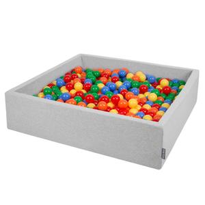 KiddyMoon, сухой квадратный бассейн с шариками 7см 120х30 светло-серый: желто-зеленый-сине-красный-оранжевый 120х30/300 шариков