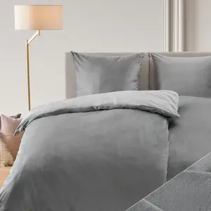 Постельное белье 155x220 и 2x 80x80 см из кашемирового плюша серого цвета Blumtal