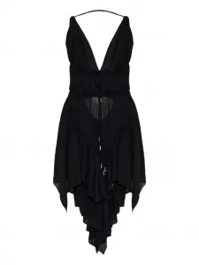 Платье с оборками и шнуровкой Dsquared2, черный