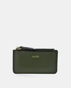 Маленький кошелек с застежкой-молнией, изготовленный из кожи наппа El Caballo, зеленый