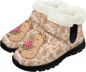 Мальчики Девочки Зимние теплые ботинки Нескользящие легкие уличные ботинки для ходьбы в холодную погоду Chririnla, Watermelon Capybara