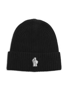 MONCLER GRENOBLE KIDS шапка бини с нашивкой-логотипом, черный