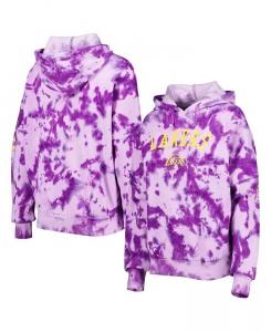Женский фиолетовый пуловер с капюшоном Los Angeles Lakers из матового хлопка с принтом тай-дай New Era
