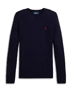 Свитер с круглым вырезом из шерсти и кашемира с косами Ralph Lauren, синий