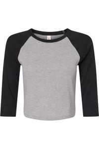 Футболка женская BELLA + CANVAS с микро-рубчиком и рукавом реглан 3/4 для малышей, цвет athletic heather/ black