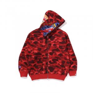 Бейп X Clот камуфляж толстовка с капюшоном акула на молнии A BATHING APE, красный