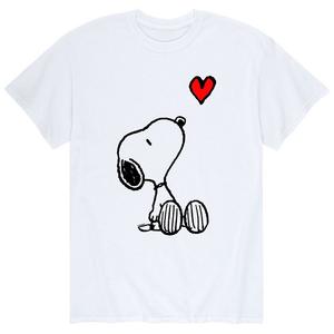 Мужская футболка Peanuts Valentine Snoopy с красным сердцем Licensed Character, белый