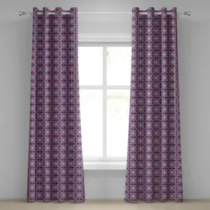 Шторы на люверсах ABAKUHAUS, марокканский узор с элементами ближневосточного стиля, старинный дизайн, декоративные двухпанельные шторы, 280 x 260 см, цвет индиго, красный, белый