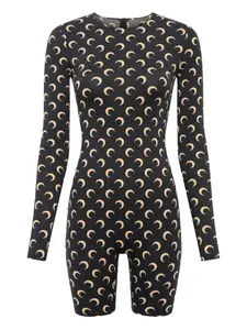 Комбинезон с длинными рукавами и принтом полумесяца Marine Serre, черный