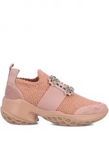 Кроссовки с пряжкой, украшенной кристаллами Roger Vivier, розовый