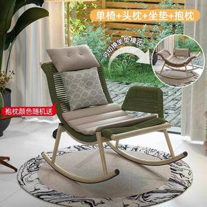 Quanpinwu Кресло-качалка из ротанга avocado lantern с подголовником, подушкой и сиденьем