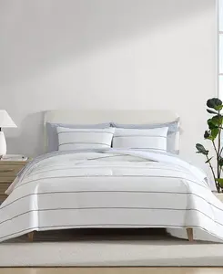 Комплект постельного белья из 3-х предметов в морскую полоску, двуспальный/двуспальный Nautica, navy/white