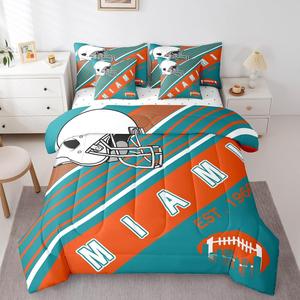 Erosebridal Комплект постельного белья Gridiron Comforter Sets для мальчиков 3D футбольный дизайн, Orange and Teal