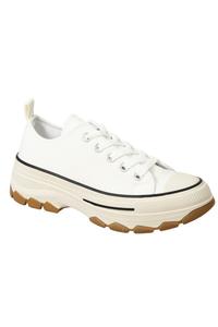 Низкие повседневные парусиновые удобные кроссовки на танкетке на массивной плоской платформе с низким берцем IVACHY, белый