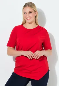 Футболка с асимметричным заостренным краем и принтом Ulla Popken, Lychee