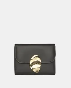 Трехсекционный кожаный кошелек Calvin Klein, черный