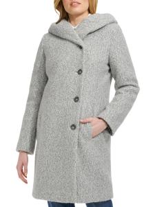 Пальто с капюшоном из букле Cole Haan, светло-серый