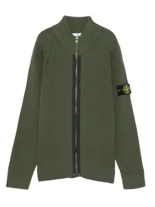 Рифленая куртка на молнии Stone Island Junior, зеленый
