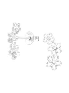 Alexander York Серьги-гвоздики с цветочным узором из серебра 925 пробы, комплект из 2 штук