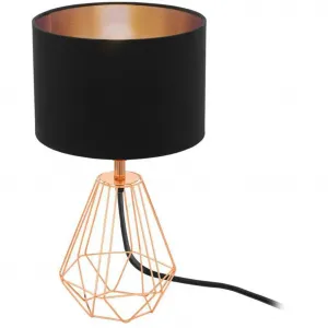 Настольная лампа CARLTON 2 E14 1 шт. Ночная лампа, винтаж, металл, ткань, металлическая сетка, 30,5x16,5 см Eglo, Kupferfarben/schwarz