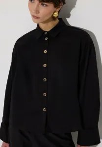 Блузка с двойными манжетами и золотыми пуговицами Touché Privé, Black