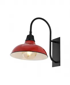 Настенный светильник Stanley 31 см с одним плафоном в стиле "фермерский индустриальный" для внутреннего и наружного использования, с железным кронштейном типа "гусиная шея" Jonathan Y, белый/красный