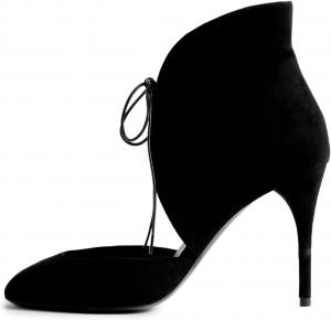 Женские ботильоны FOWT с заостренным носком, шнуровкой и вырезами, из замши, на высоком каблуке-стилетто, элегантные для вечеринок и выпускного, размеры 4-16 US, Black