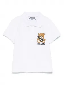 Рубашка поло с декором Teddy Bear Moschino Kids, белый