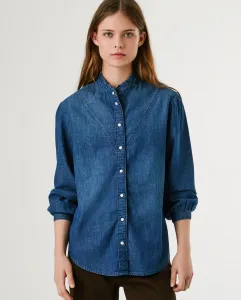Женская джинсовая блузка классического кроя с эффектом винтажной стирки Pepe Jeans, синий