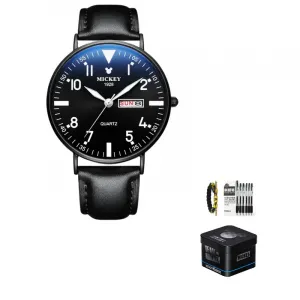Disney Часы Mickey Series Quartz Movement Watch Men's Watch Blue Dial, Classic Black Belt