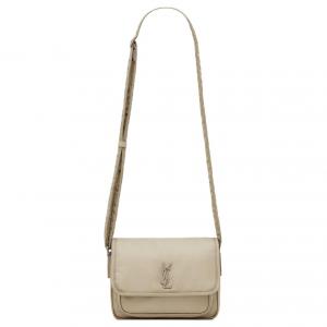SAINT LAURENT Сумка-мессенджер Niki Nylon, кроссбоди, маленькая, женская, серая
