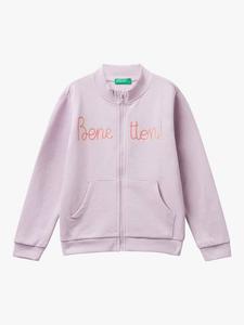 Детский хлопковый худи с логотипом Benetton, Violet