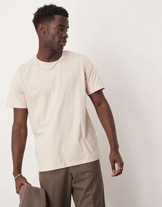 Обычная футболка из смеси хлопка пима кремового цвета Selected Homme