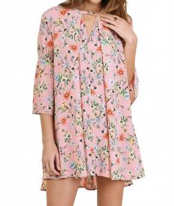 Платье с асимметричным вырезом в цветочном принте Rose Mix Umgee